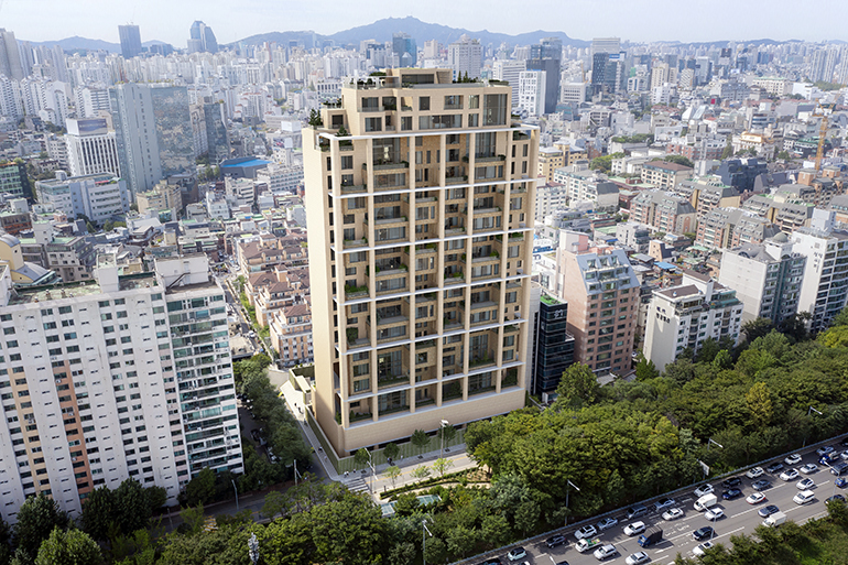 라파엘모네오가 설계한 에테르노 청담의 북측 조감도 (이해를 돕기 위한 조감도 이미지 입니다.) 라파엘모네오가 설계한 에테르노 청담의 북측 조감도 (이해를 돕기 위한 조감도 이미지 입니다.)